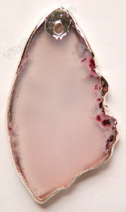 Purple Agate Free Form Slab Pendant w/ Silver Trim - 02