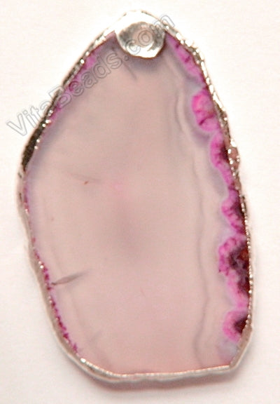 Purple Agate Free Form Slab Pendant w/ Silver Trim - 04