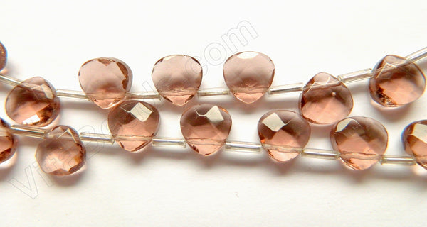 Pink Champange Crystal  -  10mm Faceted Flat Briolette  16"