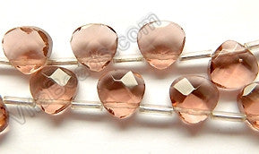 Pink Champange Crystal  -  10mm Faceted Flat Briolette  16"