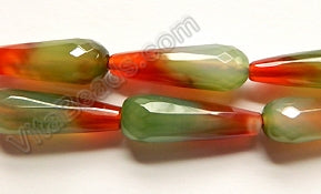 Red Green Agate  -  Faceted Long Drop  16"