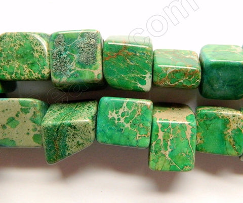 Green Impression Jasper  -  Cube Nuggets  16"
