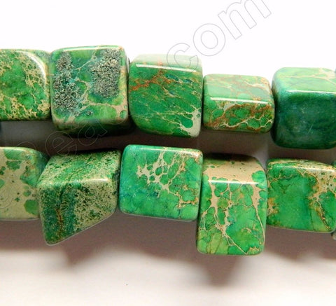 Green Impression Jasper  -  Cube Nuggets  16"