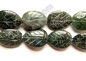 Moss Agate  -  Carved Leaves  16"
