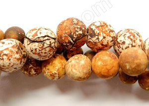 Matte Engrain Fire Agate  -  Smooth Round Beads  16"