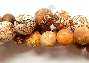 Matte Engrain Fire Agate  -  Smooth Round Beads  16"