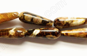 Dark Turtle Fire Agate  -  Smooth Drops 16"