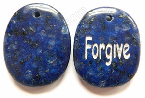 Lapis Kiwi Jade - Smooth Free Form Pendant "Forgive"