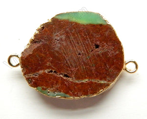 Chrysoprase Slab Connector w/ Gold Trim and Bail - 12