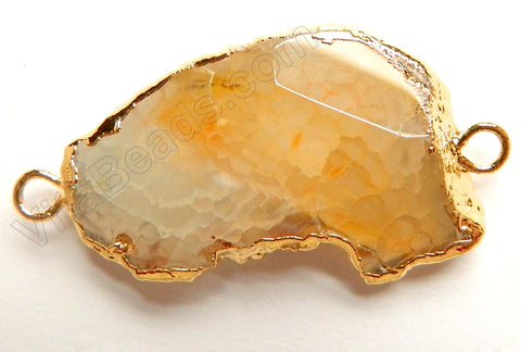 Light Yellow Fire Agate Connector w/ Gold Edge - 06