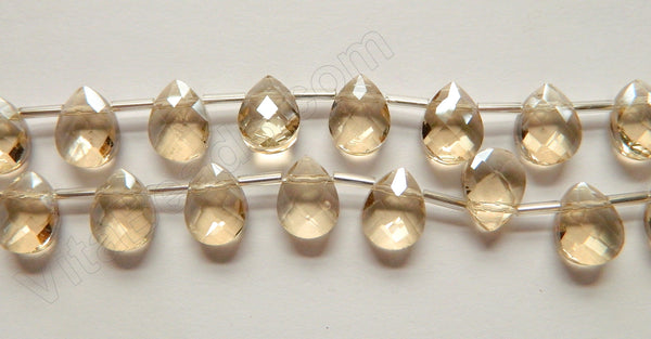 Light Champ. Crystal Quartz  -  9x12mm Faceted Flat Briolette 16"