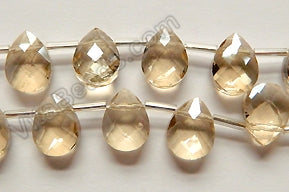 Light Champ. Crystal Quartz  -  9x12mm Faceted Flat Briolette 16"