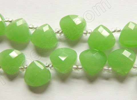 Green Chalcedony Quartz  -  13mm Faceted Flat Briolette 16"