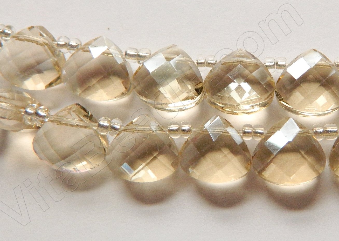 Light Champ. Crystal Quartz  -  13mm Faceted Flat Briolette 16"