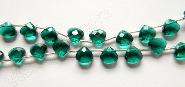 Dark Emerald Crystal Quartz  -  Faceted Flat Briolette  16"