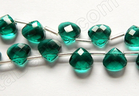 Dark Emerald Crystal Quartz  -  Faceted Flat Briolette  16"