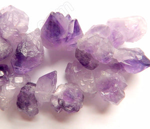 Rough Amethyst  -  Graduated Top Drilled Crystal Pendulum Point Drop Nuggets 16"