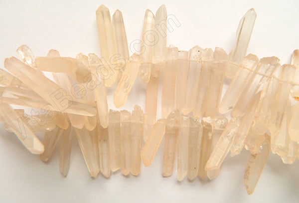 Frosted Peach Crystal Natural  -  Graduated Faceted Tooth  16"    25 - 40 mm