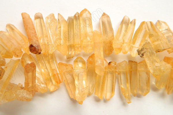 Frosted Citrine Crystal Natural  -  Graduated Faceted Tooth  16"    6 x 25 - 40 mm