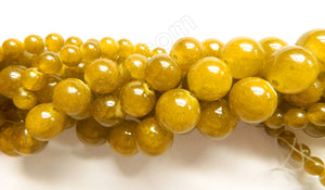 Olive Brown Semi Transparent Jade  -  Smooth Round Beads  16"