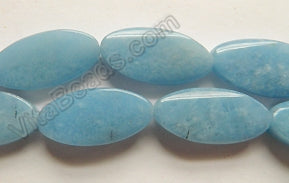 Light Blue Jade  -  Twisted Flat Long Oval  16"