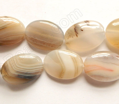 Natural Agate w/ Black AAA  -  Puff Ovals  16"