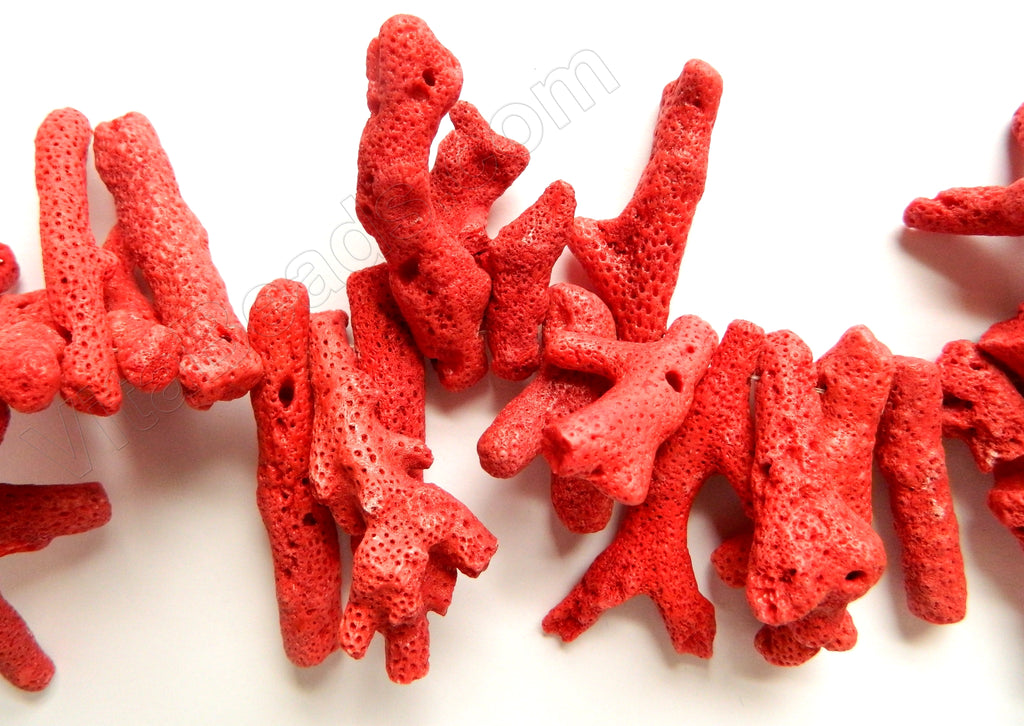 Big Red Sponge Coral - Big Free Form Branches 7 10 x 60 mm – VitabeadsNY