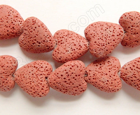 British Red Lava Stone  -  Puff Hearts  16"