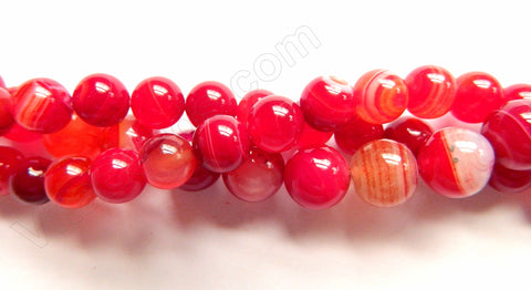 Dark Red Sardonix Agate  -  Smooth Round Beads  16"