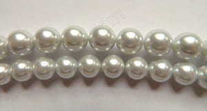 Light Grey Shell Pearl  -  Smooth Round Beads 16"