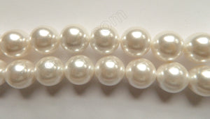 Pearl Shell - Snow White - Smooth Round Beads 16"
