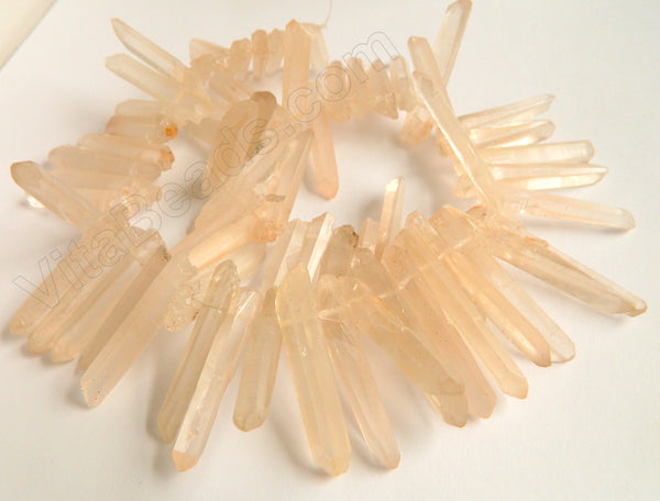 Frosted Peach Crystal Natural  -  Graduated Faceted Tooth  16"    25 - 40 mm