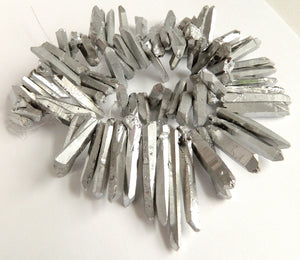 Silver Crystal Natural  -  Graduated Faceted Tooth  16"