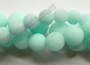 Frosted Amazonite Jade  -  Smooth Round  16"