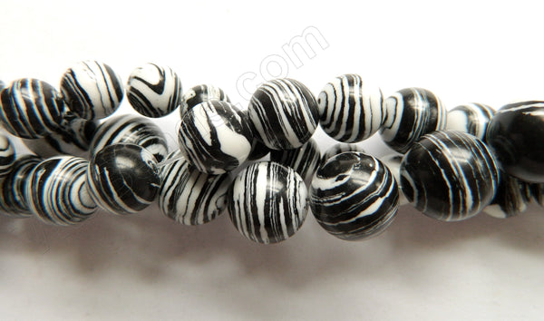 Zebra Turquoise (Manmade)  -  Smooth Round Beads 16"