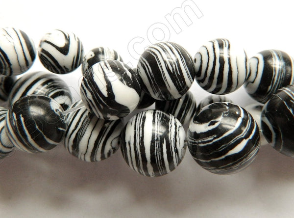 Zebra Turquoise (Manmade)  -  Smooth Round Beads 16"