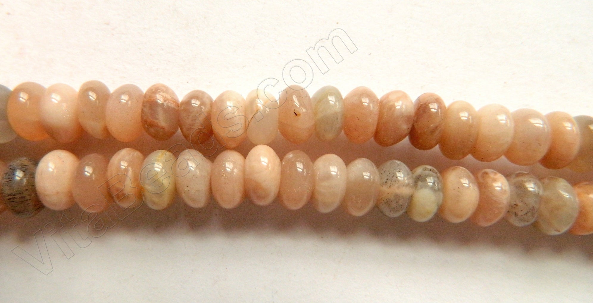 Pink Moonstone  -  Smooth Rondells  16"     8 mm