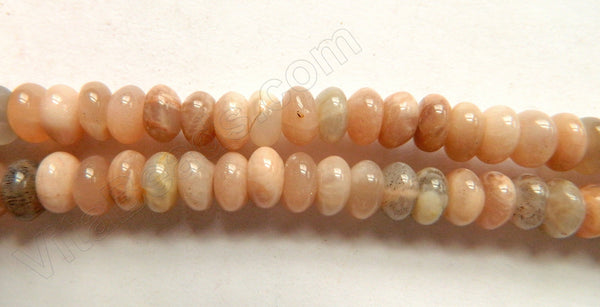 Pink Moonstone  -  Smooth Rondells  16"     8 mm