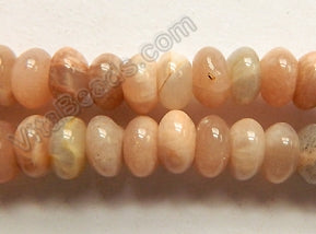 Pink Moonstone  -  Smooth Rondells  16"     8 mm