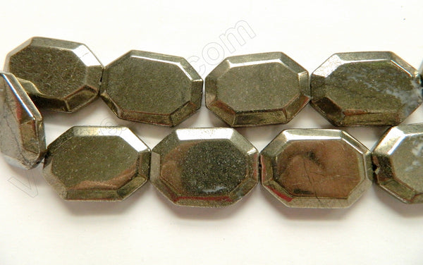 Pyrite w/ White  -  Faceted Rectangles 16"