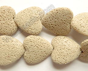 Cream White Lava Stone  -  Puff Hearts  16"