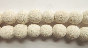 White Lava Stone  -  Big Smooth Round Beads 16"