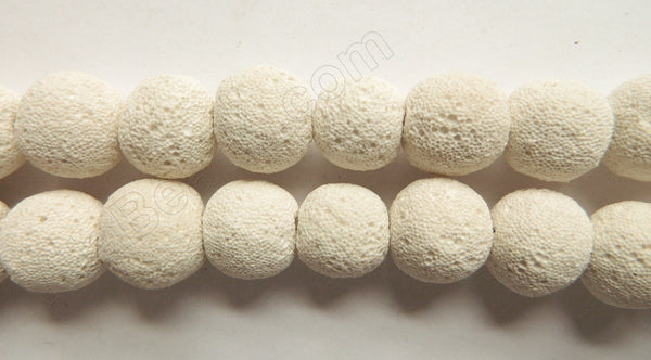 White Lava Stone  -  Smooth Round Beads 16"