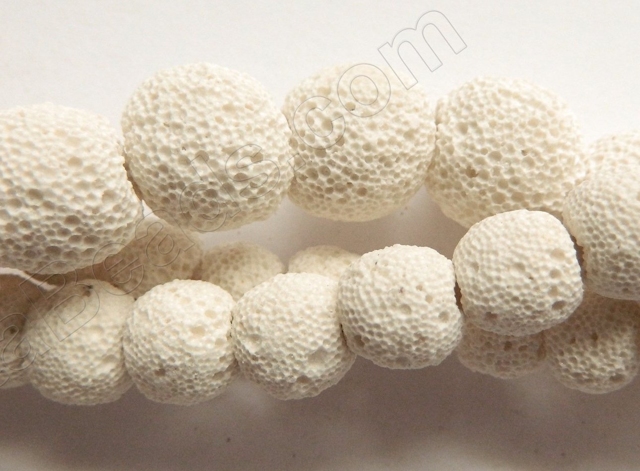 White Lava Stone  -  Smooth Round Beads 16"