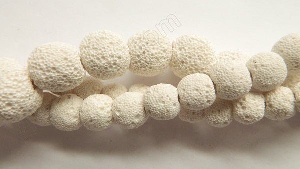 White Lava Stone  -  Smooth Round Beads 16"