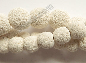 White Lava Stone  -  Smooth Round Beads 16"