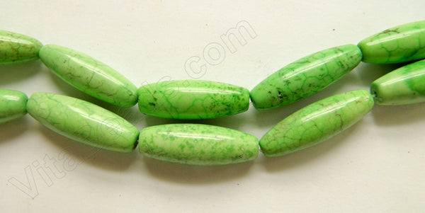 Spring Green Crack Turquoise  -  Round Long Rice  16"
