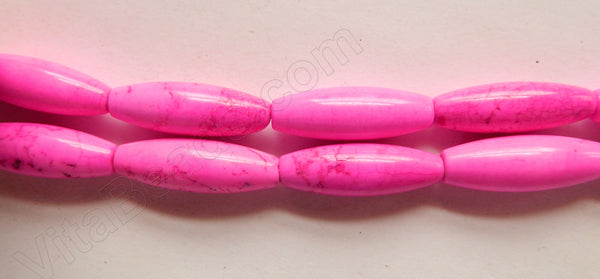 Hot Pink Crack Turquoise  -  Round Long Rice  16"