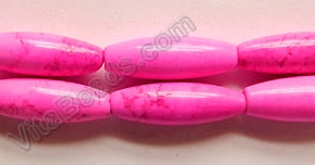 Hot Pink Crack Turquoise  -  Round Long Rice  16"