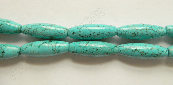 Cracked Chinese Turquoise  -  Round Long Rice  16"